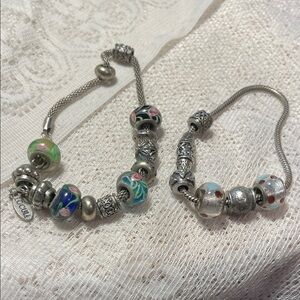 Chic Silver and Multicolor Bead Bracelets